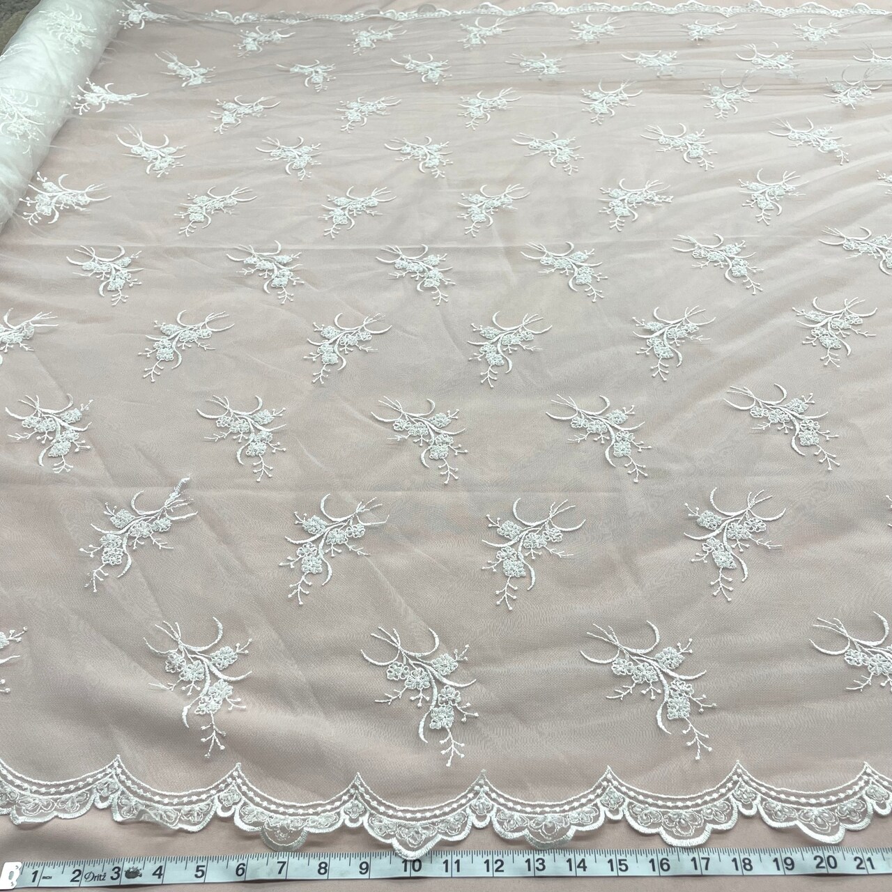 1 Yard Antique Gold Beaded Lace Fabric Embroidered on Polyester Net Mesh 52 Inch Width